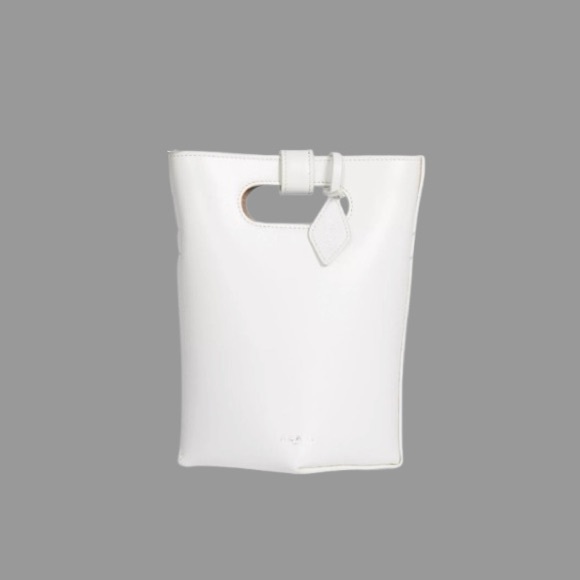 Alaia Handbags - Alaïa Folded Small Leather Tote Bag- Blanc Optique